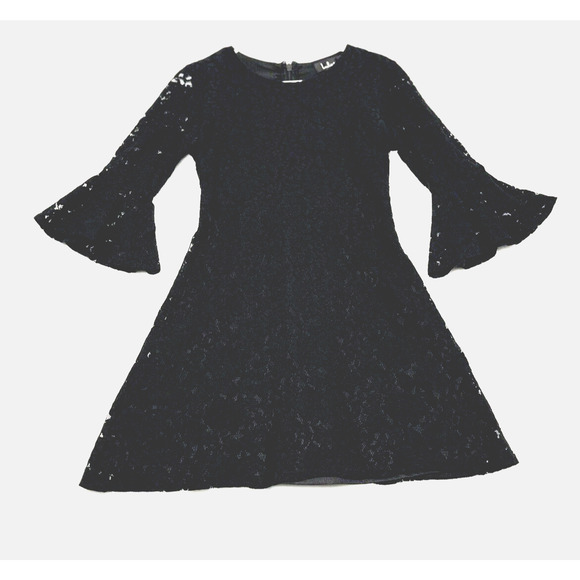 Lulus Black Lace Flair Mini Dress Small Whimsigoth Fairy Grunge Wednesday Adams - Picture 1 of 13
